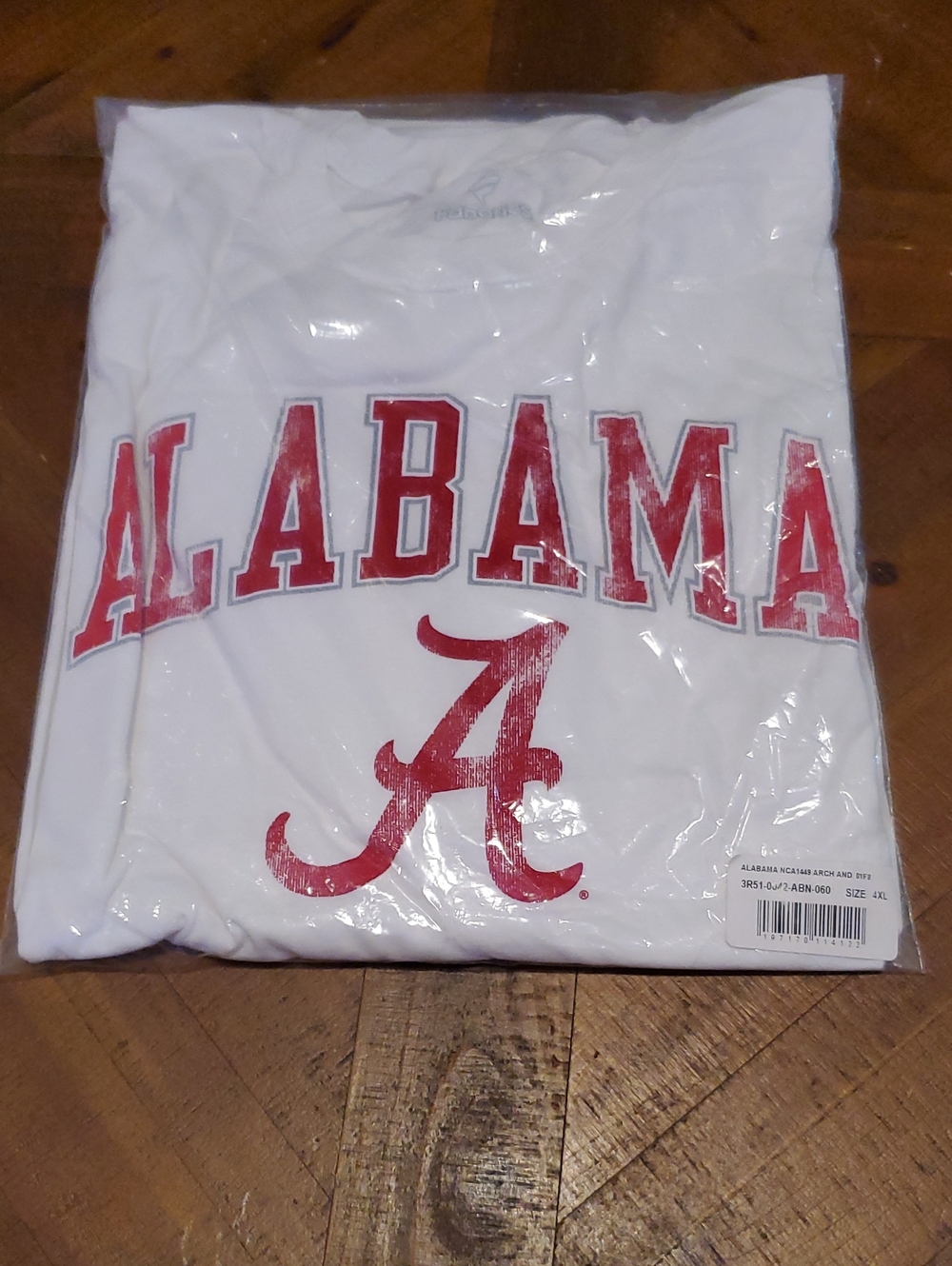 Fanatics White Alabama Script Short Sleeve Tee with Red Logo
